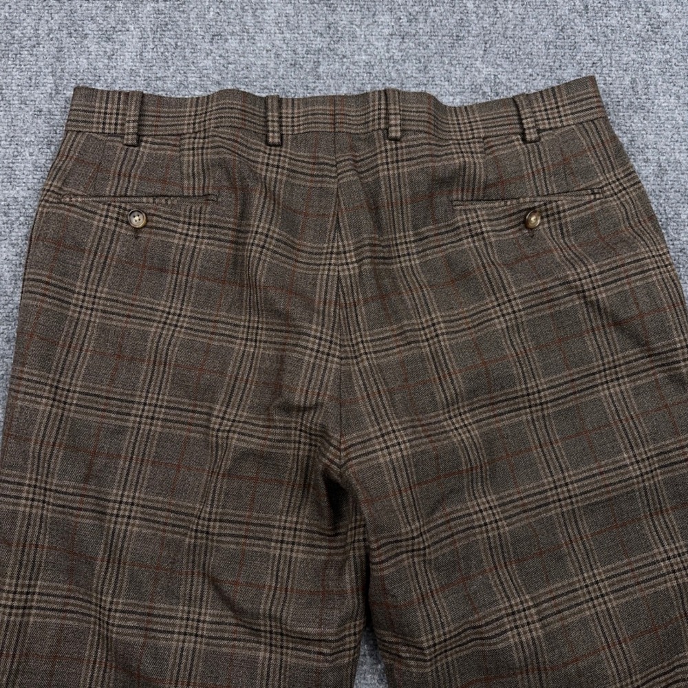 Lauren Ralph Lauren Dress Pants Men 38x30 Brown Glen Plaid Wool Blend HEMMED 26" - Picture 5 of 9